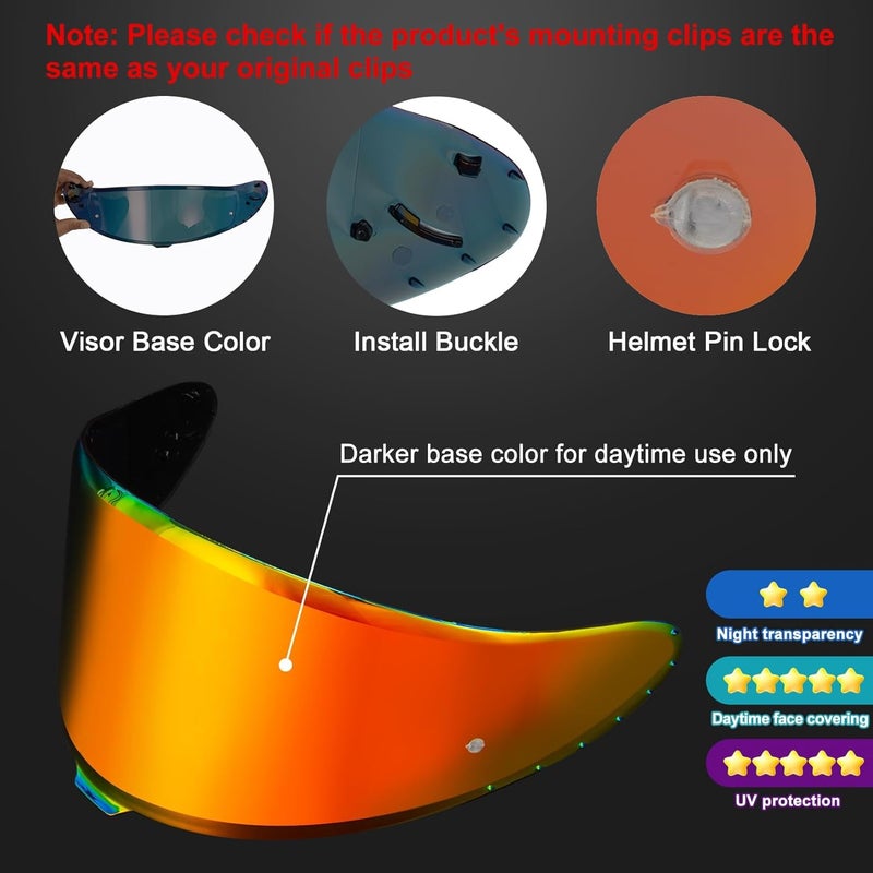 psler RF-1400 RF 1400 visor - CWR-F2R Face Shield Helmet Visor Motorcycle Helmet Shield Accessories Replacement for RF 1400 CWR-F2R NXR2 Z8,Deep red - Image 4